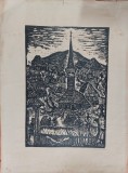 Biserica din Maramures - Nicolae Brana - xilogravura