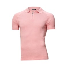 Tricou barbati polo roz tricotat TR12