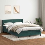 Cumpara ieftin Pat box spring cu saltea, Verde &icirc;nchis, 140x210 cm, catifea