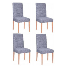 Set 4 huse scaun dining/bucatarie, din spandex, culoare albastru foto