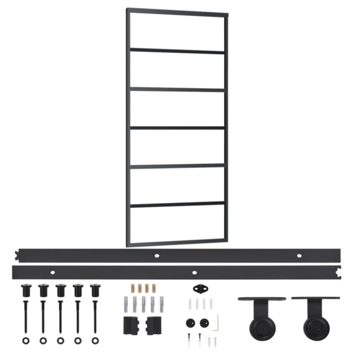 vidaXL Ușă glisantă cu set feronerie, 90x205 cm, sticlă ESG/aluminiu