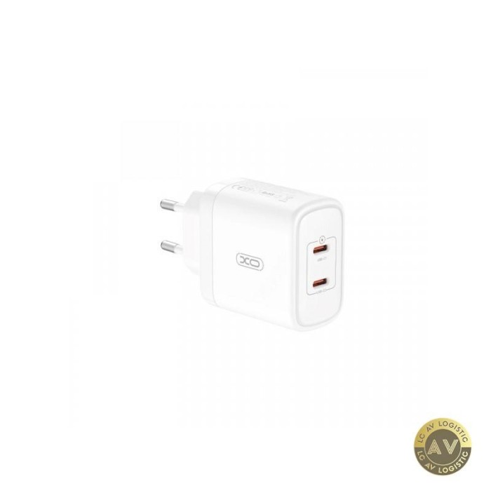 Incarcator Retea XO Design CE08 50W 3A 2 x USB-C Alb