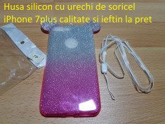 Husa silicon cu urechi de soricel iPhone 7plus calitate si ieftin la pret foto