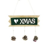 Decoratiune Craciun Xmas, cu conuri, 25x9 cm, verde/argintiu, Flippy