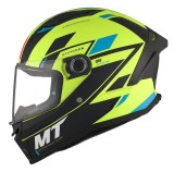 Casca integrala MT Stinger 2 Zivze C3 galben fluor mat - tip viziera: MT-V-28B - punctaj maxim SHARP Test &ndash; 5 stele - Galben fluor mat, XL (61/62cm)