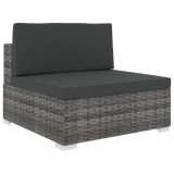 vidaXL Scaun modular de mijloc, 1 buc., gri, poliratan, cu perne
