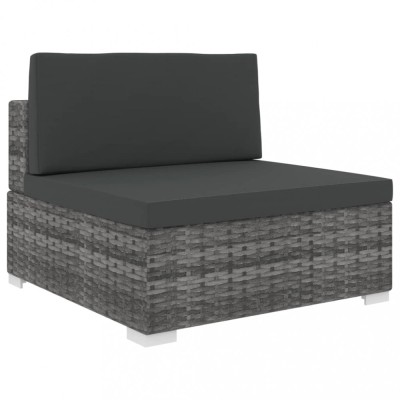 vidaXL Scaun modular de mijloc, 1 buc., gri, poliratan, cu perne foto