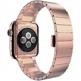Cumpara ieftin Curea iUni compatibila cu Apple Watch 1/2/3/4/5/6/7, 40mm, Link Bracelet, Otel Inoxidabil, Rose Gold