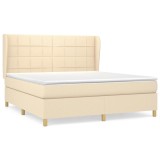 Cumpara ieftin Pat continental cu saltea, crem, 180x200 cm, textil