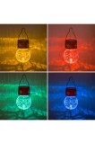Felinar solar de Crăciun, model glob suspendat, multicolor, 14 cm, metal-plastic-sticlă
