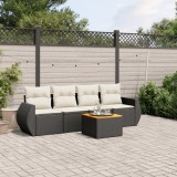 Cumpara ieftin Gossi set mobilier de gradina cu perne, 5 piese, negru, poliratan