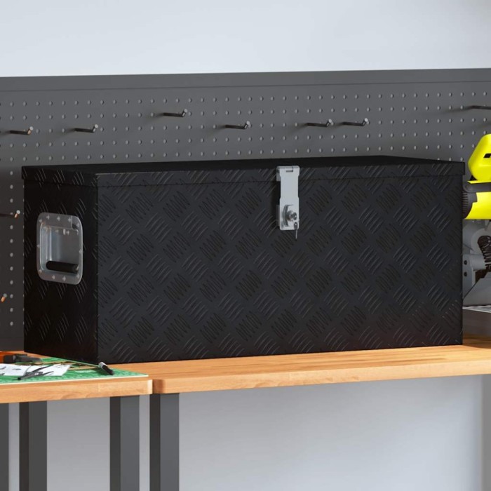 vidaXL Ladă de aluminiu, negru, 80 x 30 x 35 cm 146442