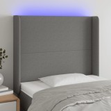 Cumpara ieftin Tăblie de pat cu LED, gri &icirc;nchis, 83x16x118/128 cm, textil