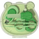 Set Ingrijire Unghii pentru Bebelusi, Cutie de Depozitare in Forma de Ursulet, 10 x 9.5 cm, Verde