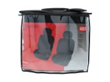 Huse scaune auto fata Carpoint Velour, set universal 4 piese cu huse tetiere, compatibile airbag lateral, negru/gri