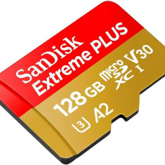 Micro Secure Digital Card SanDisk Extreme PLUS, 128GB, Clasa 10, R/W speed: up