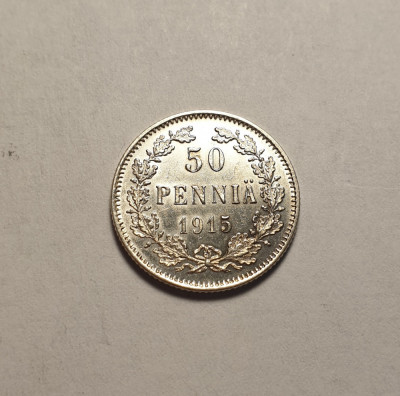 Finlanda 50 Pennia 1915 Unc foto