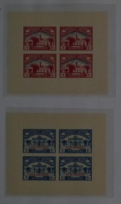Spain AYAMONTE 1938 Civil War, Franco, 2 x imperf. sheet, MNH M.095