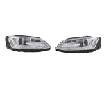 Far Volkswagen Jetta (1b), 07.2010-, model tuning, montare fata, stanga+dreapta, cu lumina de parcare LED; H1+H1+LED; electric; cromat, transparent;
