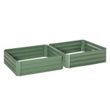 Set 2 paturi/straturi inaltate pentru flori, legume, din otel, verde, 100x100x30 cm GartenVIP DiyLine, ART