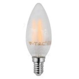 Bec cu filament LED E14 4W 6400K alb rece sticla mata V-TAC