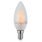 Bec cu filament LED E14 4W 6400K alb rece sticla mata V-TAC