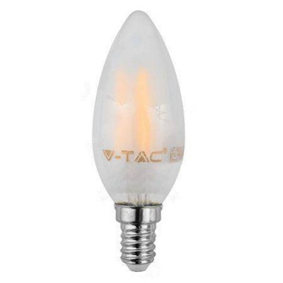 Bec cu filament LED E14 4W 6400K alb rece sticla mata V-TAC foto