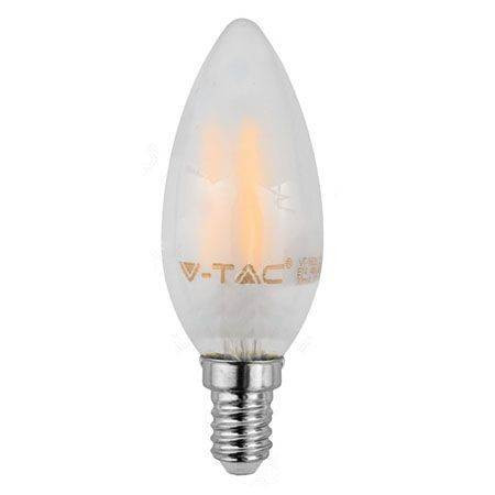Bec cu filament LED E14 4W 6400K alb rece sticla mata V-TAC