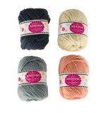 Set 4 Ghemuri Fire Croșetat Tricotat KIK, 4x50g, Crem, Gri, Bleumarin, Portocaliu, 70% Poliester, 30% Acril, 60m/ghem