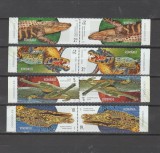 ROMANIA 2020 CROCODILI 2 Serii de 4 timbre Tete-Beche LP.2307 MNH**
