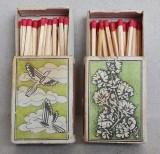 Romania anii 90 - Flori si pasari, 2 cutii de chibrituri romanesti din carton, fabricate la CHIBRO S.A. Bucuresti