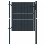 VidaXL Poartă de gard, antracit, 100x81 cm, PVC și oțel