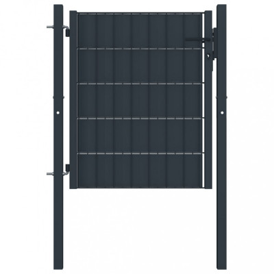 vidaXL Poartă de gard, antracit, 100x81 cm, PVC și oțel foto
