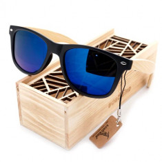 Ochelari de soare Bobo Bird CG004, lentila albastra Wooden Lux foto