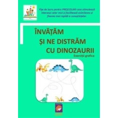 Invatam si ne distram cu dinozaurii. Exercitii grafice (fise de lucru pentru prescolari)