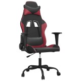 Cumpara ieftin Scaun de gaming de masaj, negru si rosu vin, piele ecologica