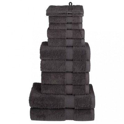 vidaXL Set de prosoape premium SOLUND, 12 piese, antracit, 600 g/m&amp;sup2; foto