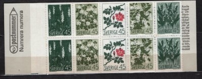 SUEDIA 1968 - FLORA. FLORI SALBATICE, COLITA NESTAMPILATA IN CARNET, B20 foto