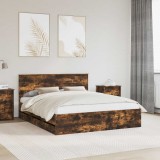 vidaXL Cadru de pat Stejar fumuriu 160 x 200 cm Lemn Ingineresc 3410690