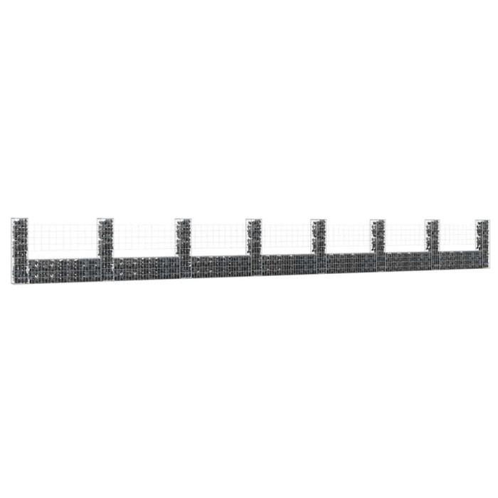 vidaXL Coș gabion &icirc;n formă de U cu 8 st&acirc;lpi, 860x20x100 cm, fier