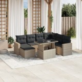 Cumpara ieftin Gossi set mobilier de gradina cu perne, 8 piese gri deschis poliratan