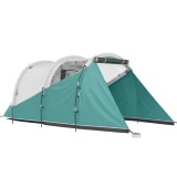 Outsunny Cort de Camping Impermeabil pentru 2-4 Persoane cu Cameră Separată, Cort Tunel cu Geantă de Transport, 460x260x190 cm, Verde | Aosom Romania