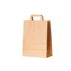 Set 250 Pungi din Hartie Natur cu Maner Plat BisBags, 30x20x33 cm, 70-90 g/m&sup2;, Sacose Cumparaturi, Sacose Livrari, Pungi Hartie Cumparaturi, Sacose Ca