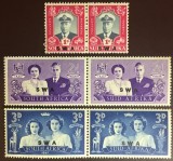 Colonii engleze, Africa de Sud-Vest, supratipar, 1947, nunta regala, MNH
