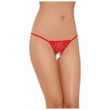 Bikini, G-string dantela, cu decupaj, semitransparent, rosu, Softline