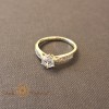 Inel tip logodna batut cu cristale zirconia albe - placat 14k