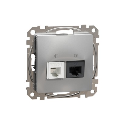 Priza RJ11+RJ45 UTP CAT5E Schneider Sedna aluminiu SDD113458 foto