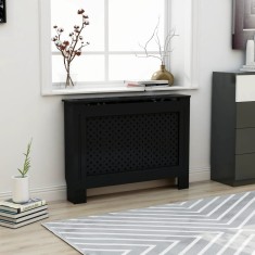 vidaXL Mască pentru calorifer, negru, 112 x 19 x 81,5 cm, MDF 288192