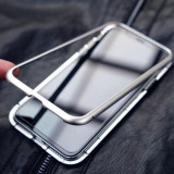 Carcasa Apple iPhone 7 Magnetica 360 grade Silver MyStyle cu spate de sticla securizata premium + folie de sticla gratis