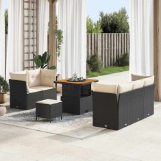 vidaXL Set de canapele pentru grădină 8 pcs Negru poliratan 3361425